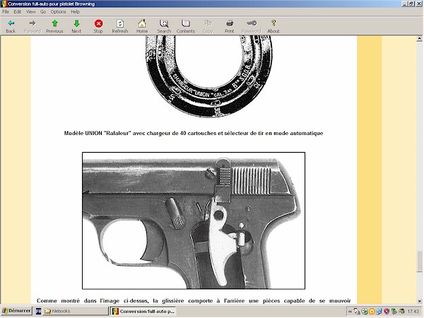 Conversion full-auto pour pistolet Browning