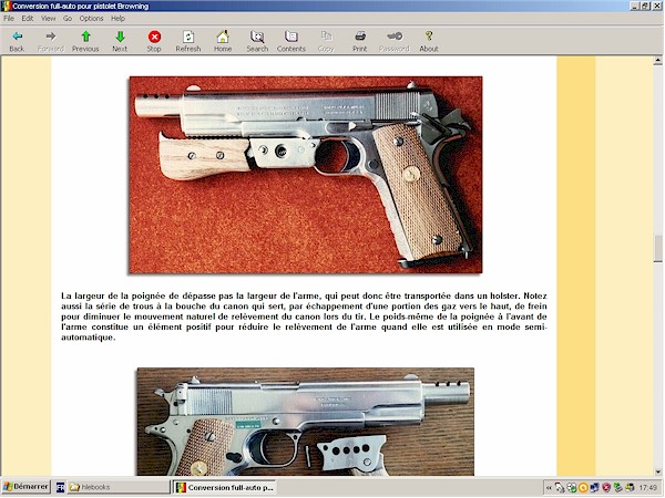 Conversion full-auto pour pistolet Browning